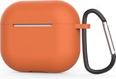 Jumada's "Geschikt" voor Apple Airpods hoesje - Geschikt voor Airpods 3 - Softcase - Donker oranje - Beschermhoesje - Met clip