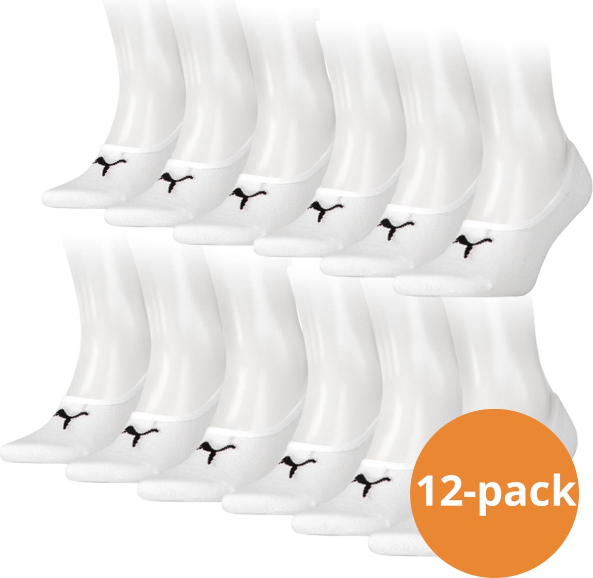 Puma Footies 12 paar Unisex Invisible Sokken Wit