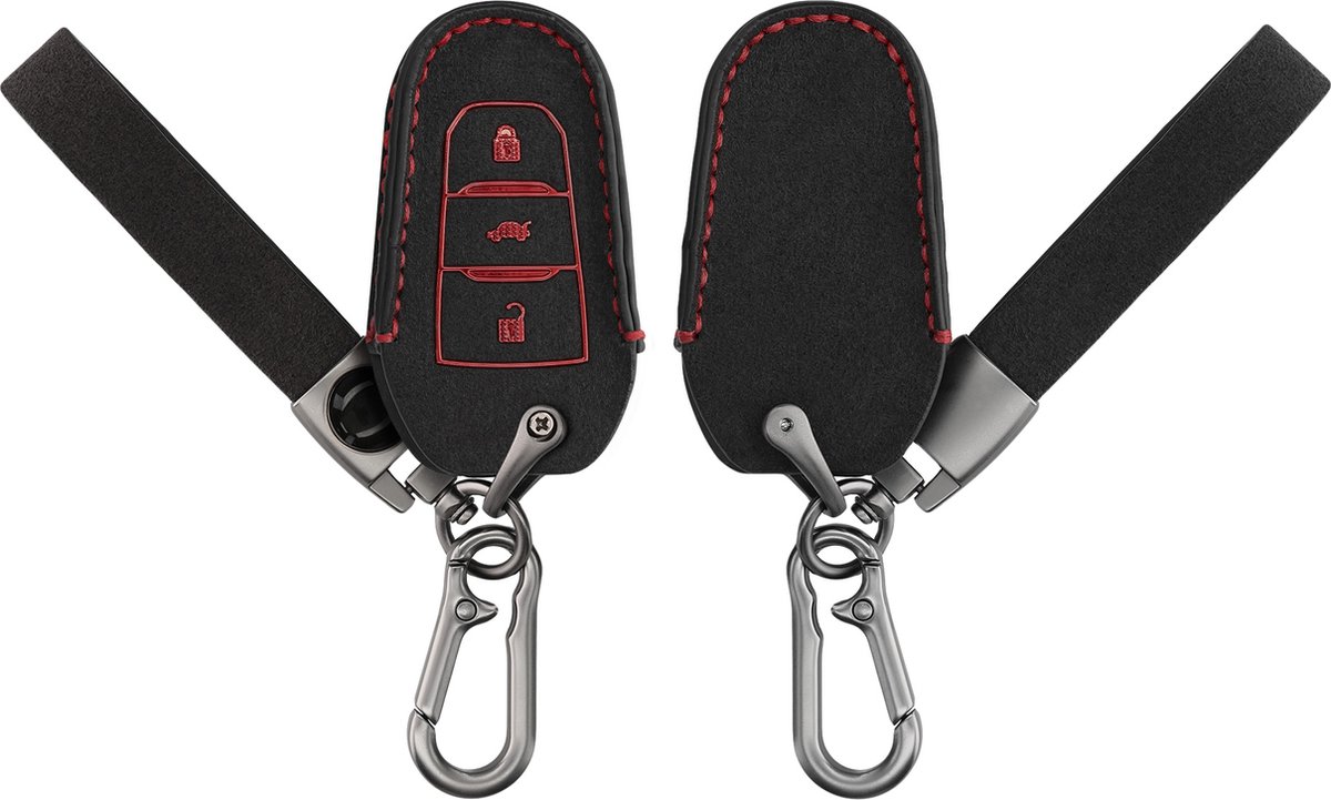 kwmobile hoes voor autosleutel compatibel met Peugeot Citroen 3-knops Smartkey autosleutel (alleen Keyless Go) - Autosleutelbehuizing in zwart / rood / rood