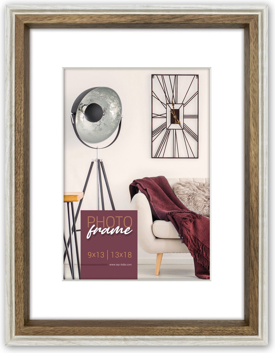 Zep Houten fotolijst Palmi Wit met Passe-Partout voor foto 9x13/13x18 - DN957W