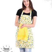Tavas Tulipa Tablier de cuisine avec serviette | Avec des marguerites jaunes | Tablier de cuisine -55 x 75cm | Serviette - 30 x 50 | Tablier de cuisine dames | Tablier de cuisine pour femme| Coton |