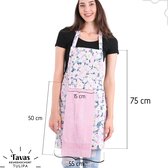 Tablier de cuisine Tulipa avec serviette | Avec des marguerites roses | Tablier de cuisine - 55 x 75cm | Serviette - 30 x 50 | Tablier de cuisine dames | Tablier de cuisine pour femme| Coton |