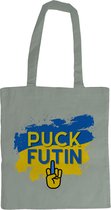 Puck Futin | Vlag Oekraine | Poetin | Licht Grijs | Schoudertas