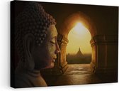 Artaza Canvas Schilderij Boeddha met Mooi Uitzicht - 60x40 - Foto Op Canvas - Canvas Print
