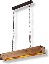 Vintage Hanglamp - Industriële Hanglamp - Hanglamp Molo van hout/metaal in donkerbruin/zwart, rechthoekige vintage hanglamp in industriële stijl, 4-lichts, 4 x E27 elk 40 watt, hoo