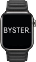 BYSTER. Leather Link-bandje voor Apple Watch - 42/44/45 mm - Zwart