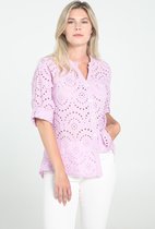 Cassis Dames Cassis - Katoenen blouse met borduurwerk en lovertjes - Blouse - Maat 38