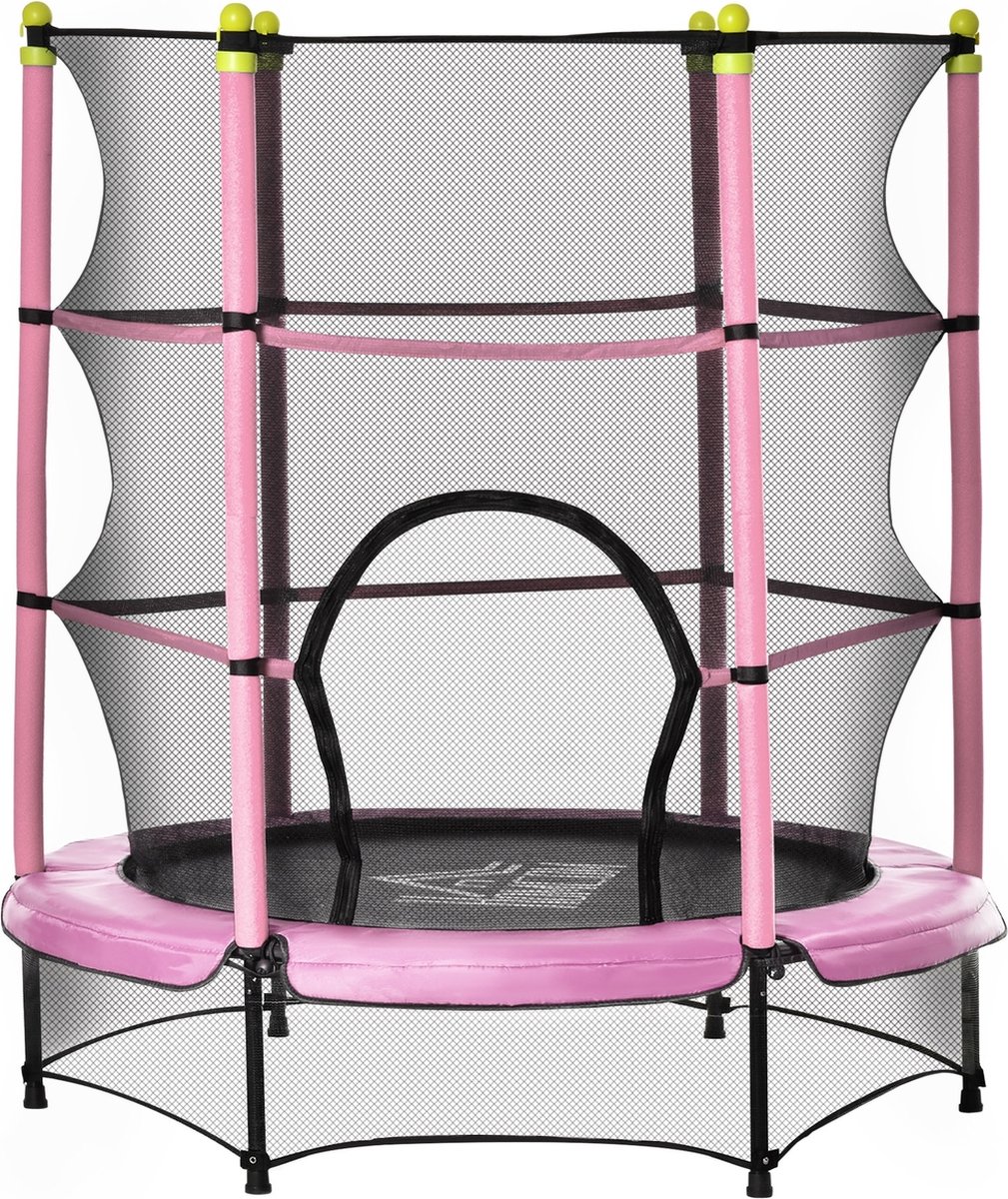 Kindertrampoline met veiligheidsnet - trampoline - speelgoed - roze - Ø140 cm