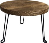 Houten uitklapbare bijzettafel metalen frame van Naturn Living | bijzettafel hout ø 50 cm | bijzettafel bruin | tafeltje | salon tafel | uitklapbaar tafeltje | Bruin
