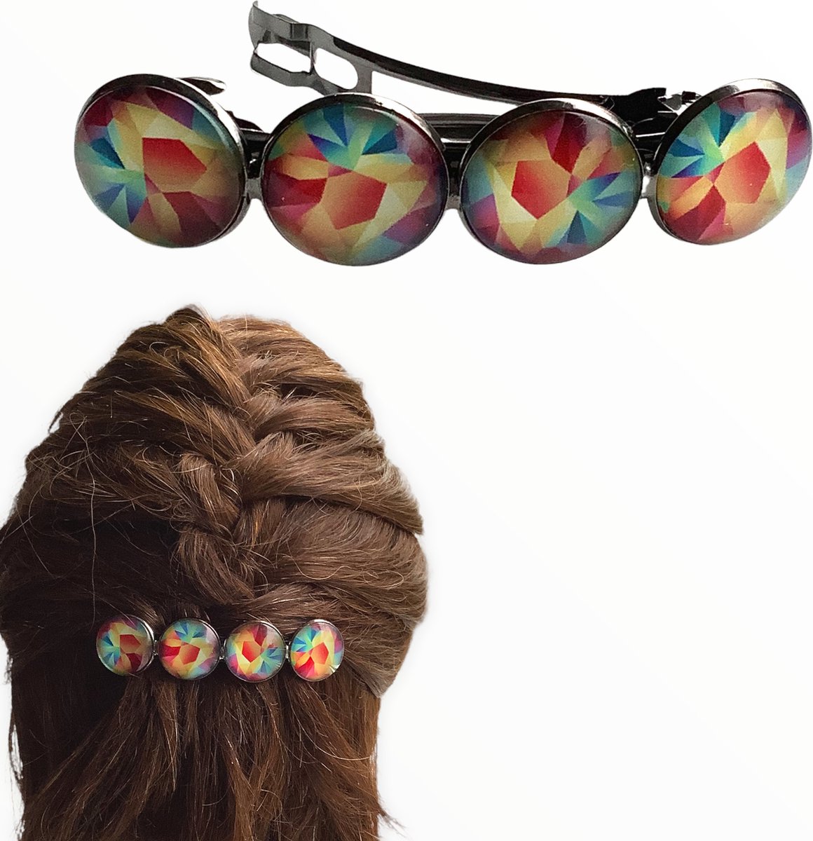Haarspeld colors Hairclip XL glas cabochon haarclip Ibiza style Hairpin.nu