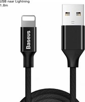 Baseus USB naar Apple Lightning charging cable - Zwart - 1.8m