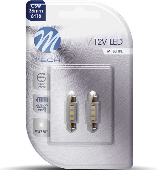 Foto: M tech led c5w 12v 36mm basis 3x led diode canbus wit set