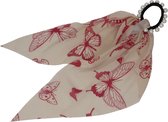 Jessidress® Dames Haarelastiek met Parels Elegante haarsjaal met sterke elastiek Haarelastieken met vlinderprint - Rood