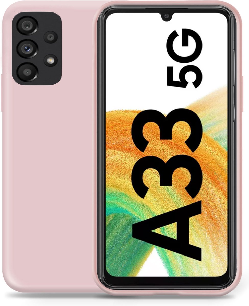 Geschikt voor Samsung A33 5G Hoesje - Suède Back Cover Case Rose