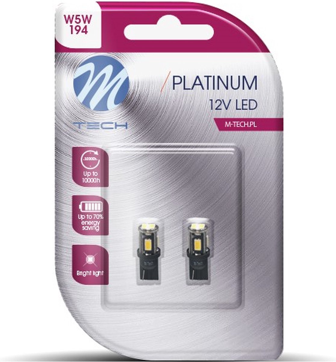 M-Tech LED W5W 12V - Platinum - 6x Led diode - Wit - Set
