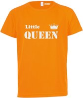 T-shirt kinderen Little Queen | koningsdag kinderen | oranje shirt | Oranje | maat 92