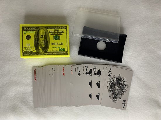 Thumbnail van een extra afbeelding van het spel Speelkaarten 100 Dollar karton gele doos Pokerkaarten 100 Dollar karton 100% plastic waterdicht 54 stuks