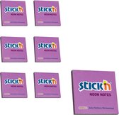 Stick'n sticky notes - 6-pack - 76x76mm, neon paars, 100 memoblaadjes per blok