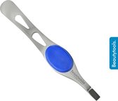 BeautyTools Epileerpincet COMFORT - Pincet met Rechte Bek Voor Wenkbrauwen - Comfy Blue - Rubber - Tweezers (9.5 cm) - Inox (BT-1840)