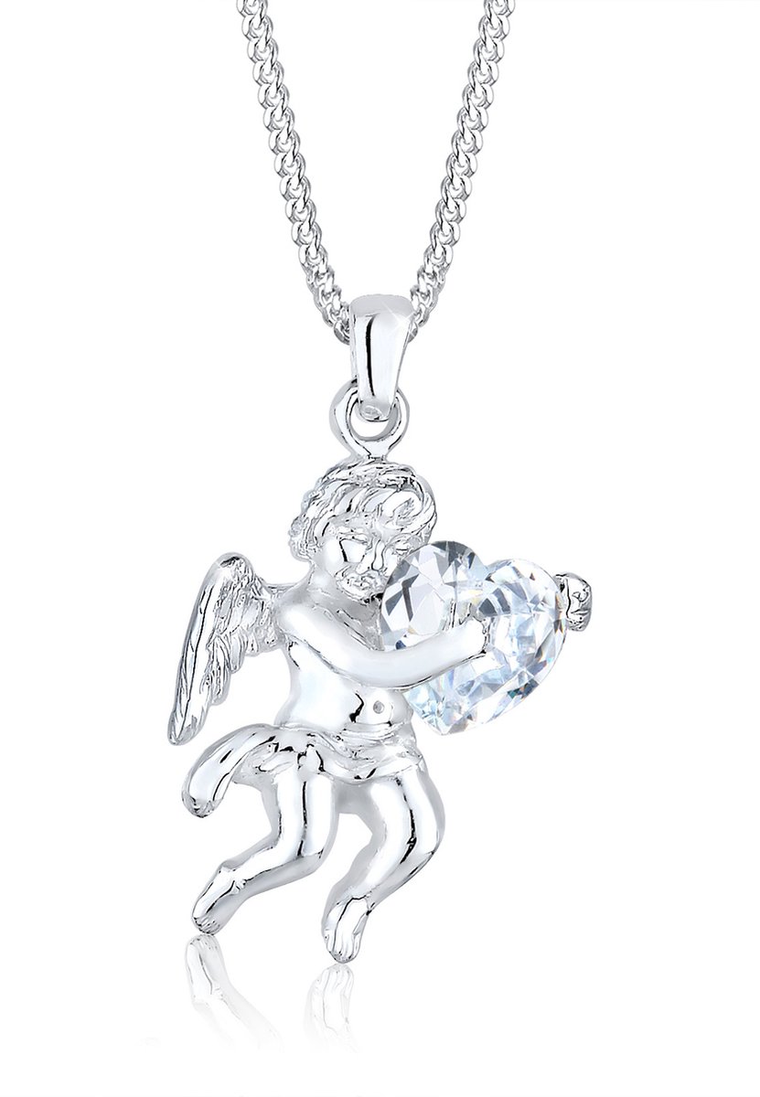 Elli - Halsketting - dames hanger engelenhart met zirkonia in 925 sterling zilver - Dames