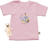 Wooden Buttons - T Shirt Baby - Schattige Walvis Print - Roze - Maat 74