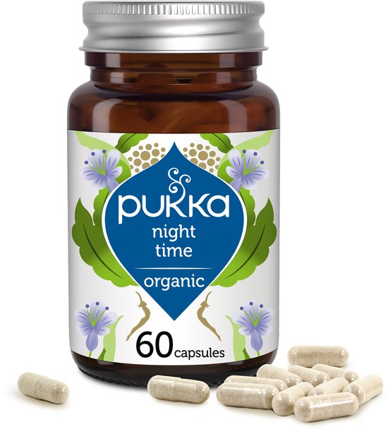 Pukka Night Time Capsules, biologisch kruiden supplement voor een rustige nacht - 60 capsules - 1 potje