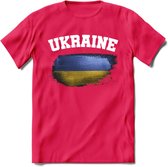 Oekraine vlag T-Shirt | Dames - Heren – Unisex Kleding | Ukraine support shirt | Tshirt Met Print - Roze - S