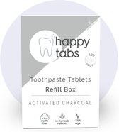 Tandpasta tabletten zonder fluoride - Mint Houtskool - Happy Tabs - 120 tabletten Navulling - Plastic vrij Zero Waste Natuurlijk Eco vriendelijk