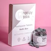 Tandpasta tabletten zonder fluoride - Mint Houtskool - Happy Tabs - 120 tabletten Navulling - Plastic vrij Zero Waste Natuurlijk Eco vriendelijk