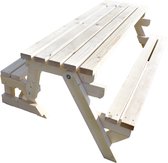 Picknicktafel en Bank / 2 in 1 inklapbare picknicktafel / Blank Vuren 3-6 personen / Compleet gemonteerd afgeleverd!