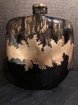 Diga Colmore Black Sea Vase klein | Luxe zwart met gouden vaas | Bloempot