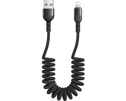 Krulsnoer - Geschikt voor iPhone Oplader Kabel Auto - Tot 1.5 meter - Spiraal USB Kabel - Voor 13Pro Max/13Pro/13/12Pro Max/12Pro/12/11/XS/XS Max/XR/X/8/8 Plus