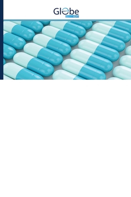 Rij met blauw-witte capsules, logo Globe Science.