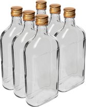 Glazenflesjes "Drupke" 500ml (6 stuks) inclusief 3 recepten- mini flesjes - heupflesje - likeurflesje