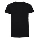 Set van 2x stuks basic Ronde hals t-shirt vintage washed zwart voor heren - Ondershirts voor mannen, maat: L (40/52)