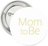 Button Mom to Be wit met goud - baby - genderreveal - babyshower - mom - button