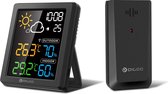 DIGOO DG-8647 Mini HD Kleurenscherm LCD Weerstation Wekker Slimme hygrometer Thermometer Snooze Dual Desktop Clock - Zwart