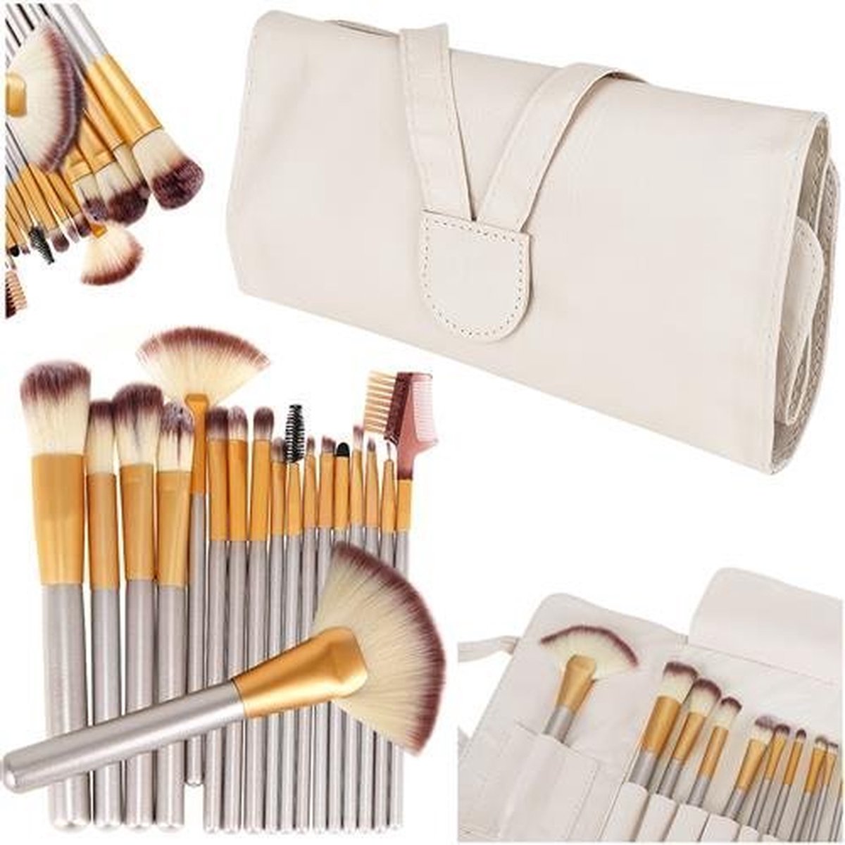 Goedkoopste Professionele 18-delige Make-up borstel set - voor Cosmetica & Make up - Make-up kwasten set Geschenkset - Wegwerp Mascara en Wimper Borsteltjes - Mascara Borsteltjes - kwasten set - voor Oogschaduw, Lippenstift, Concealer en Foundation