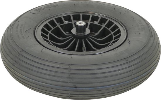 FORT Kruiwagenwiel 400x100mm met 2PLy luchtband, kunststof velg Zwart, aslengte 130 mm en Ø 20mm — afbeelding 3