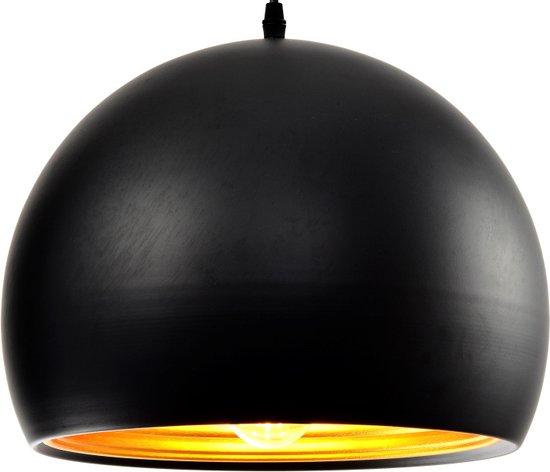 Suspension ronde moderne noire avec or 35cm "Goldy