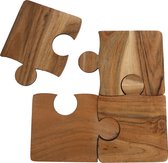 Onderzetters Puzzle naturel acacia 10x13x0,6cm set a 4 stuks
