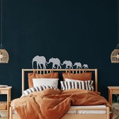 Wanddecoratie | Big Elephant Family decor | Metal - Wall Art | Muurdecoratie | Woonkamer |Zilver| 46 x 11cm