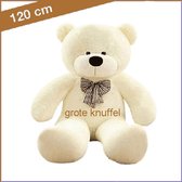 Grote knuffelbeer 120 cm wit - XXL Mega Teddybeer - Beer Knuffel - Valentijnsknuffel - Grote reuze pluche Knuffelbeer - Luxe Teddy Bear groot