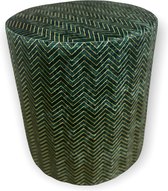 Poef rond, kleur groen, strepen goud
