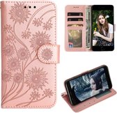 Apple Iphone 11 bookcase hoesje - Roze-Goud - Bloemen *LET OP JUISTE MODEL*