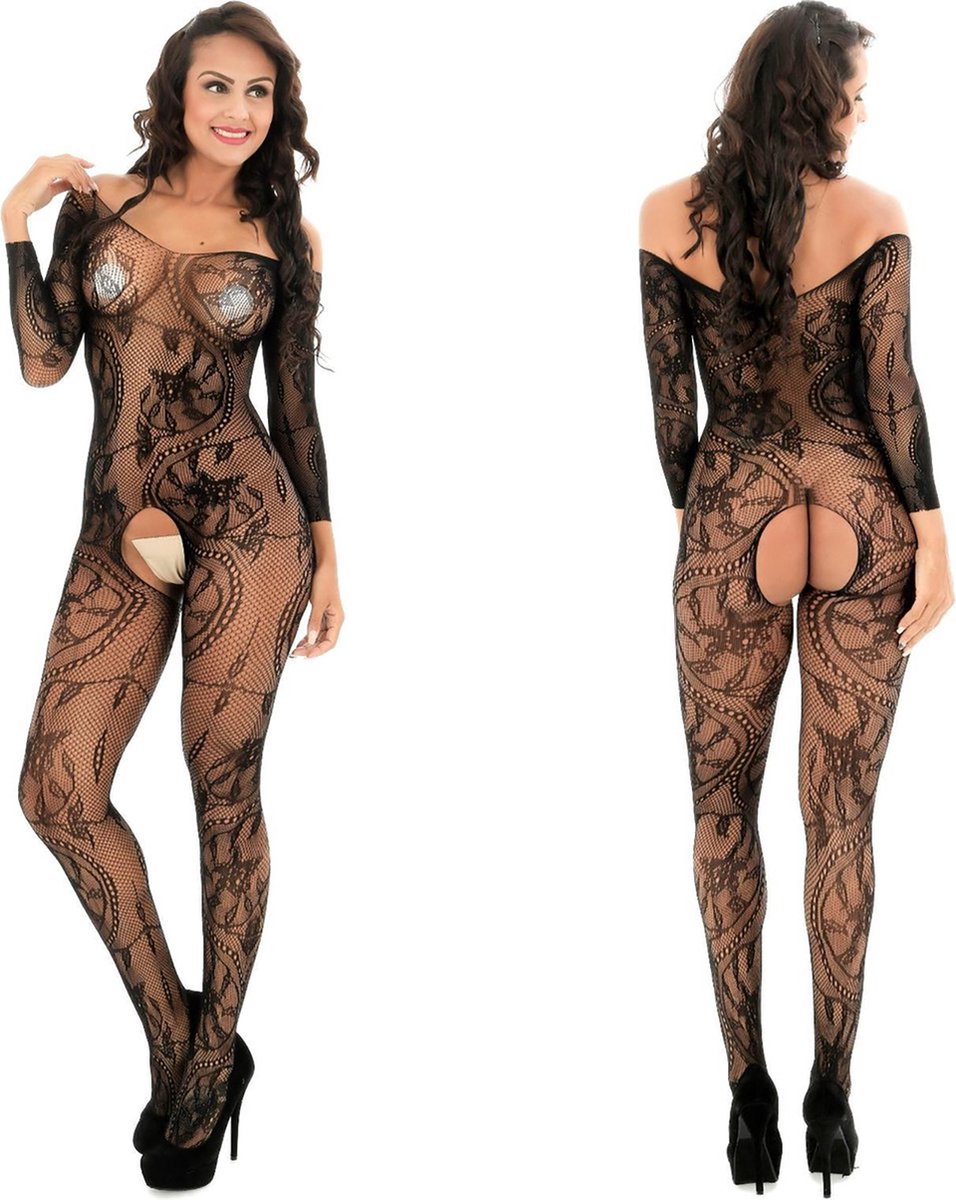 Goedkoopste Bodysuit - Sexy bodysuit - Sexy lingerie - Erotiek - Open kruis - Visnet bodysuit - Lingerie - One size