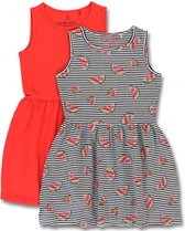 Lemon Beret 2 jurken - rood - streep - 149747 - maat 128