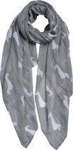 Juleeze Sjaal Dames Print 80x180 cm Grijs Honden Shawl Dames