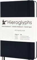 Hieroglyphs Notitieboek A5 Gelijnd - Hardcover - 189 Genummerde Pagina’s - 100 Grams Papier - Elastiek - Zwart