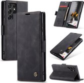 Casemania Hoesje Geschikt voor Samsung Galaxy S22 Ultra Charcoal Gray - Portemonnee Book Case